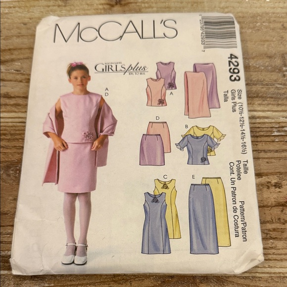Vintage McCall’s Girls Plus Dress Skirt 4293 Uncut Sewing Pattern - Picture 1 of 4